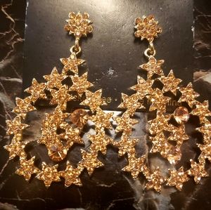 Rhinesrone and gold plated costume earrings